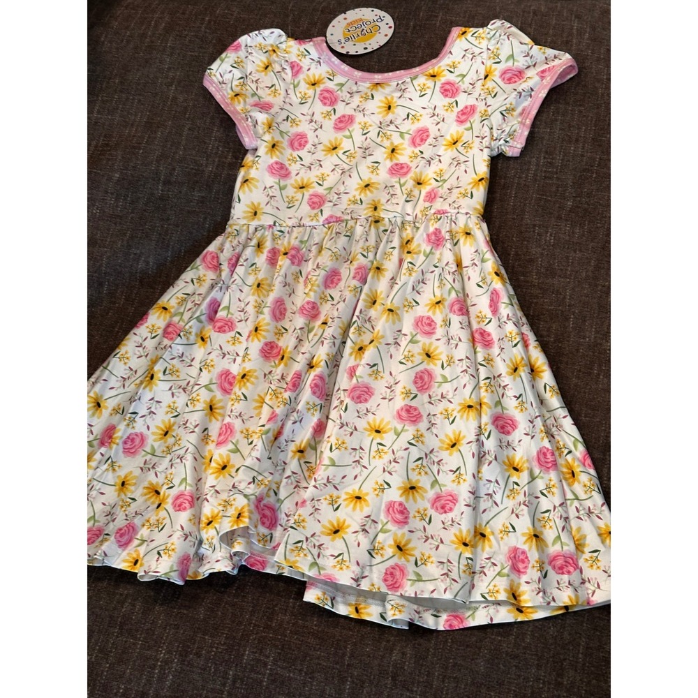 Charlies Project Kids Floral Dress 4T Pink Rose Yellow Daisy Hugs Collection NEW